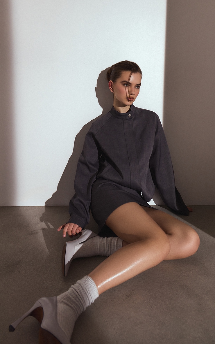 Dark Grey Tailored Mini Skirt  image 5