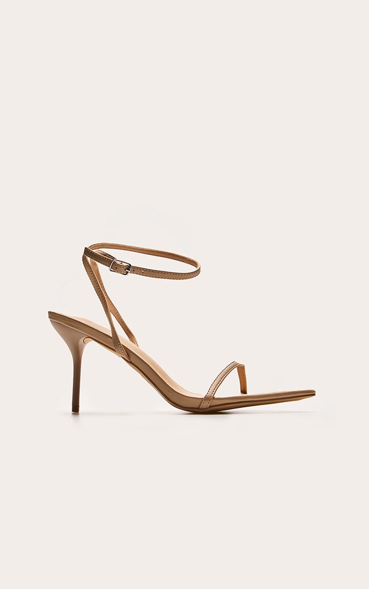 Nude Pu Point Toe Barley There Stiletto Heeled Sandals image 2