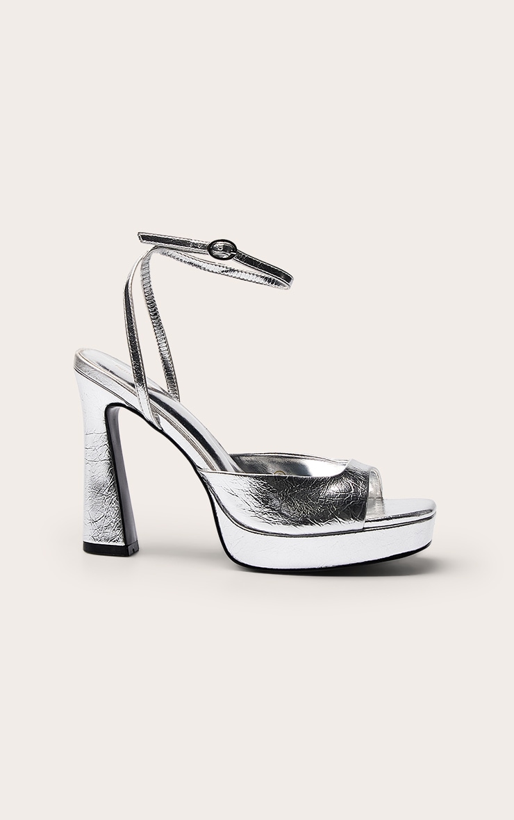 Silver Crinkle Platform Heel image 2