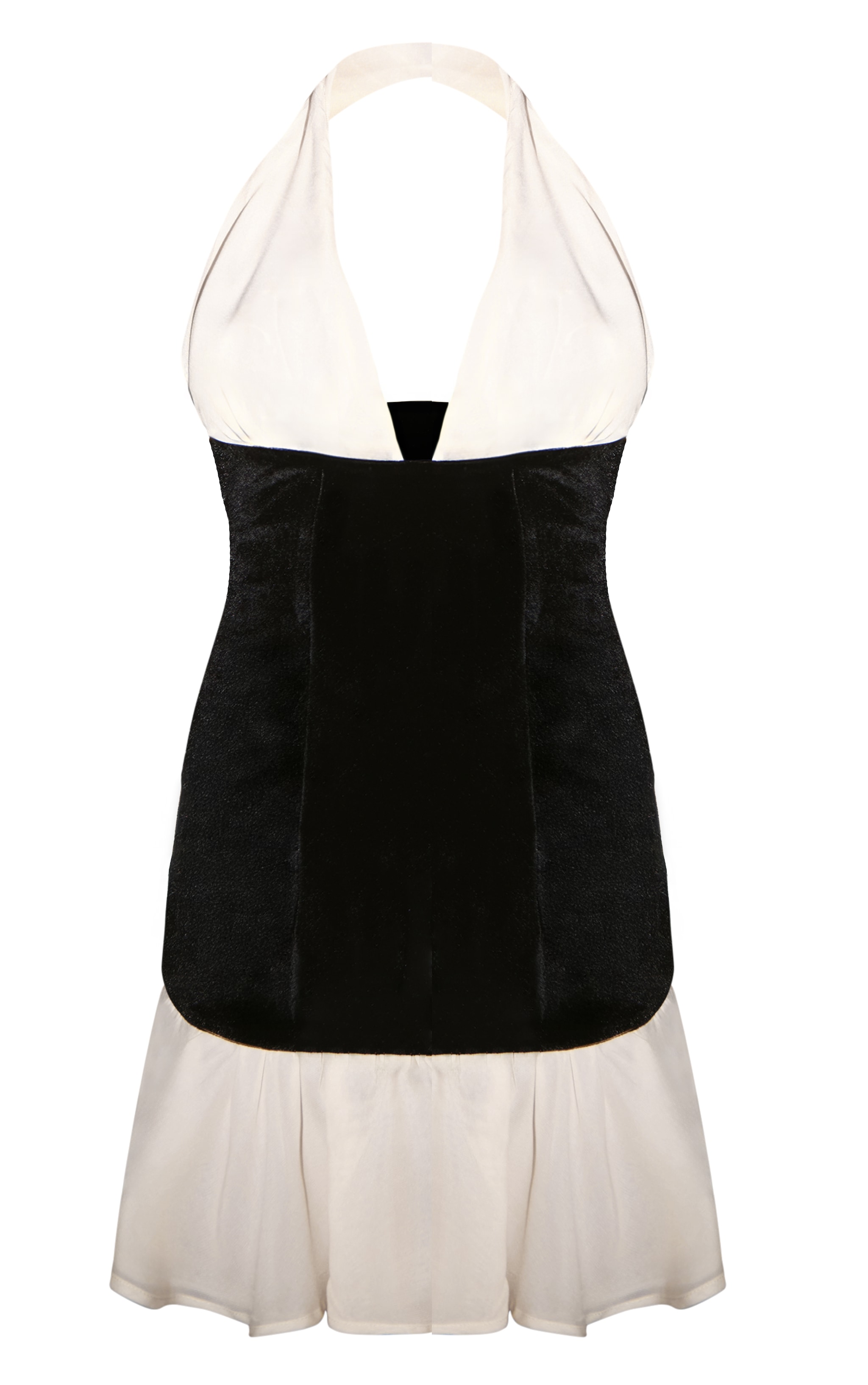 Black Contrast Chiffon Bust Hem Mini Dress image 6