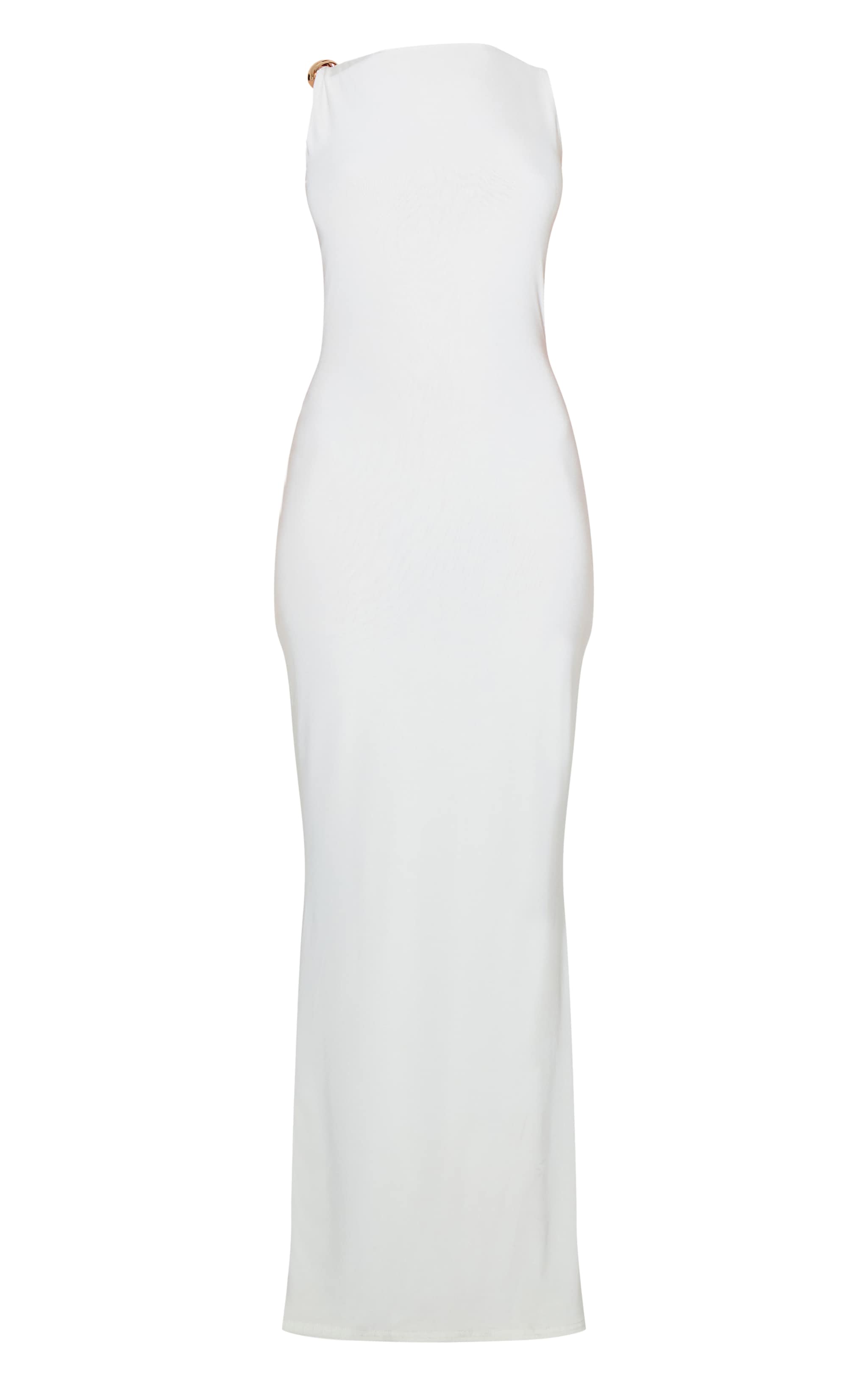 Petite Robe longue blanche à empiècement doré image 5