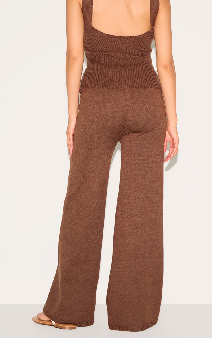 Petite Chocolate Knitted Straight Leg Pants image 3