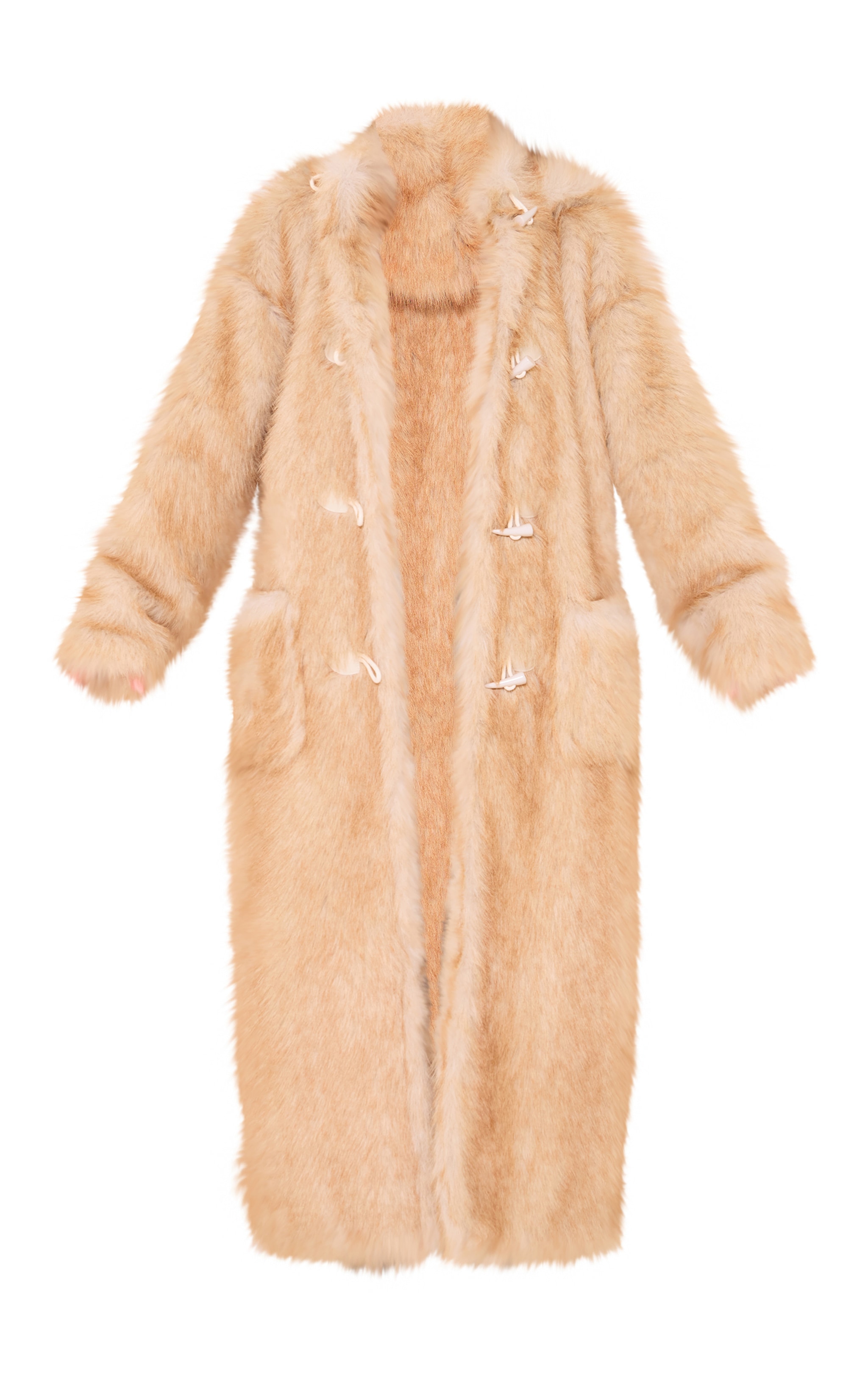 Natural Ombre Tip Hooded Faux Fur Maxi Coat | Outerwear