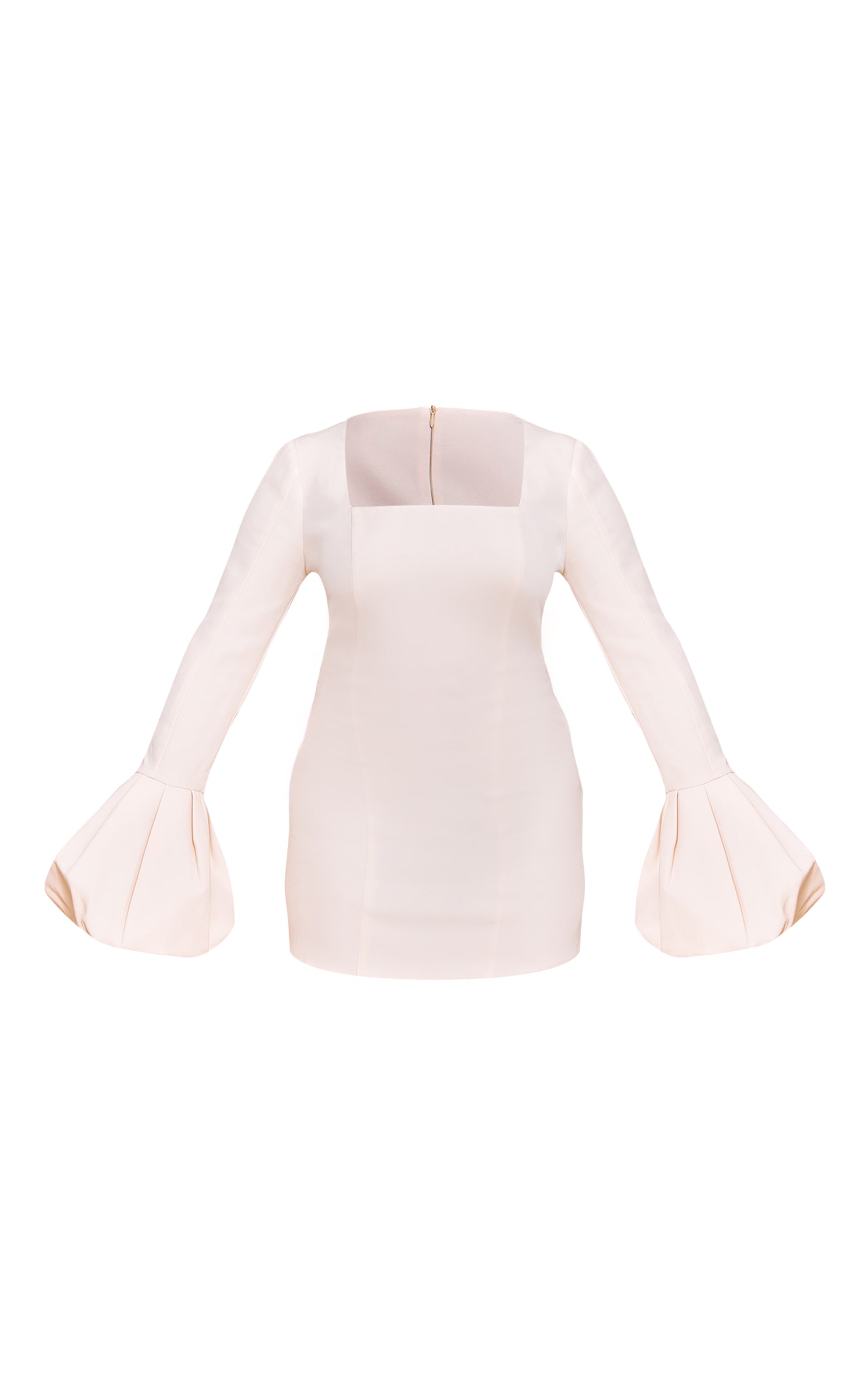 Shape Cream Woven Square Neck Puffball Sleeve Mini Dress image 5
