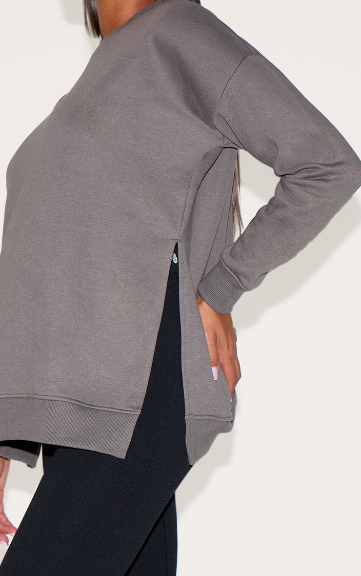 Maternity Charcoal Nursing Side Split Sweater image 4
