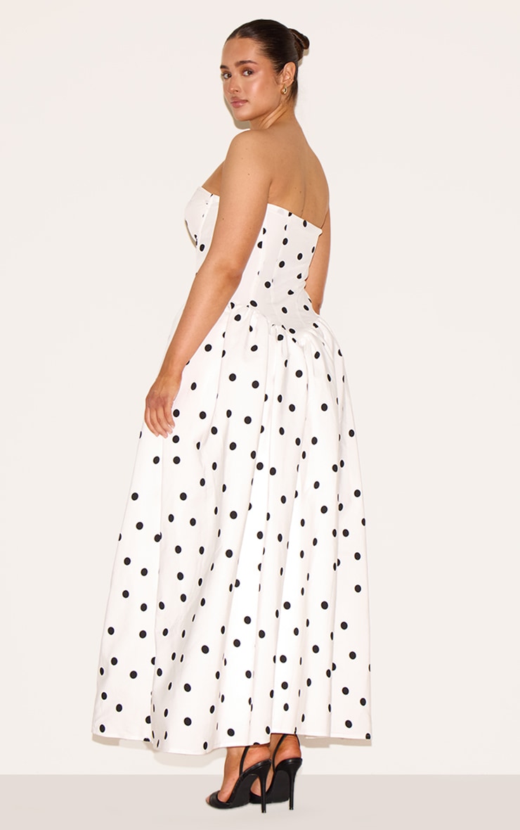 Shape White Polka Dot Corseted Maxi Shift Dress image 2