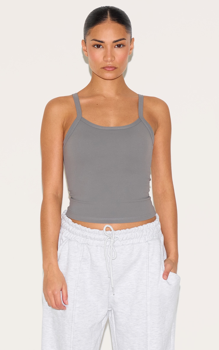 Petite Ash Grey Wide Leg Seam Detail Sweatpants image 4