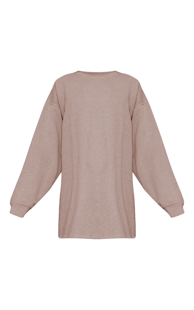 Taupe Oversized Sweat Long Sleeve Sweater Dress image 5