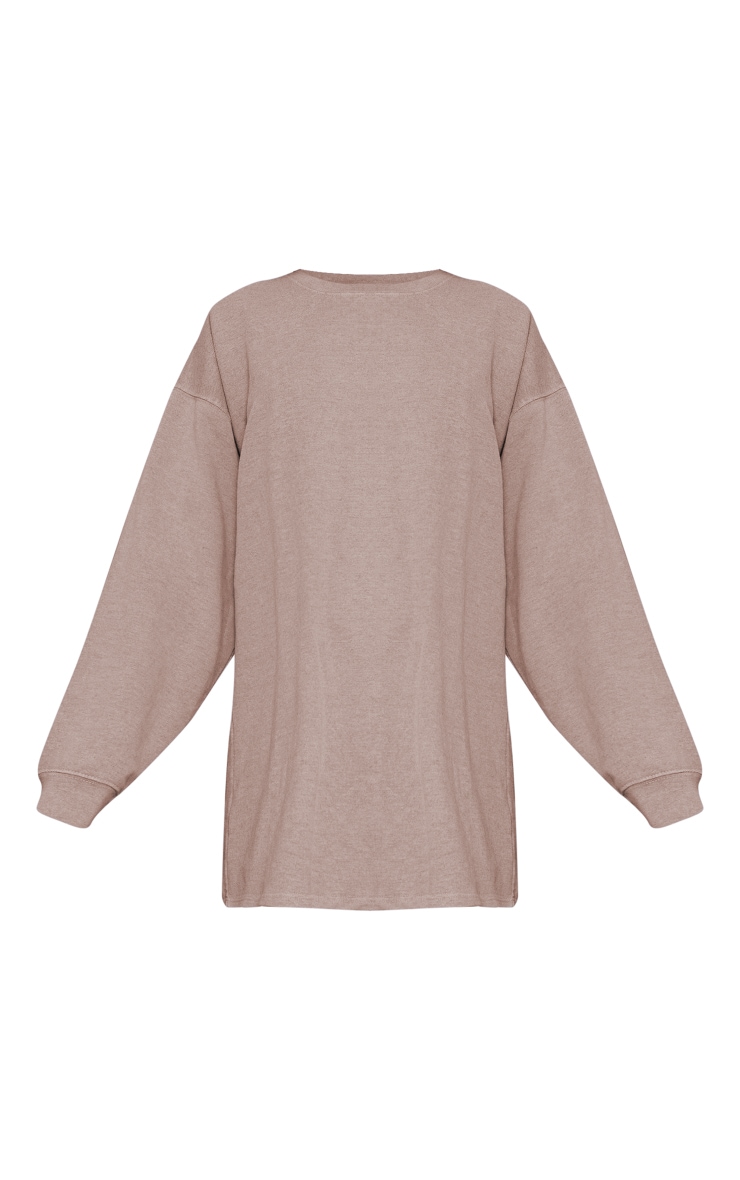 Robe pull taupe oversize en sweat à manches longues image 5