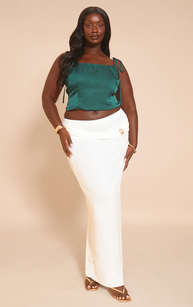 Plus Dark Teal Satin Strappy Ruched Top image 3