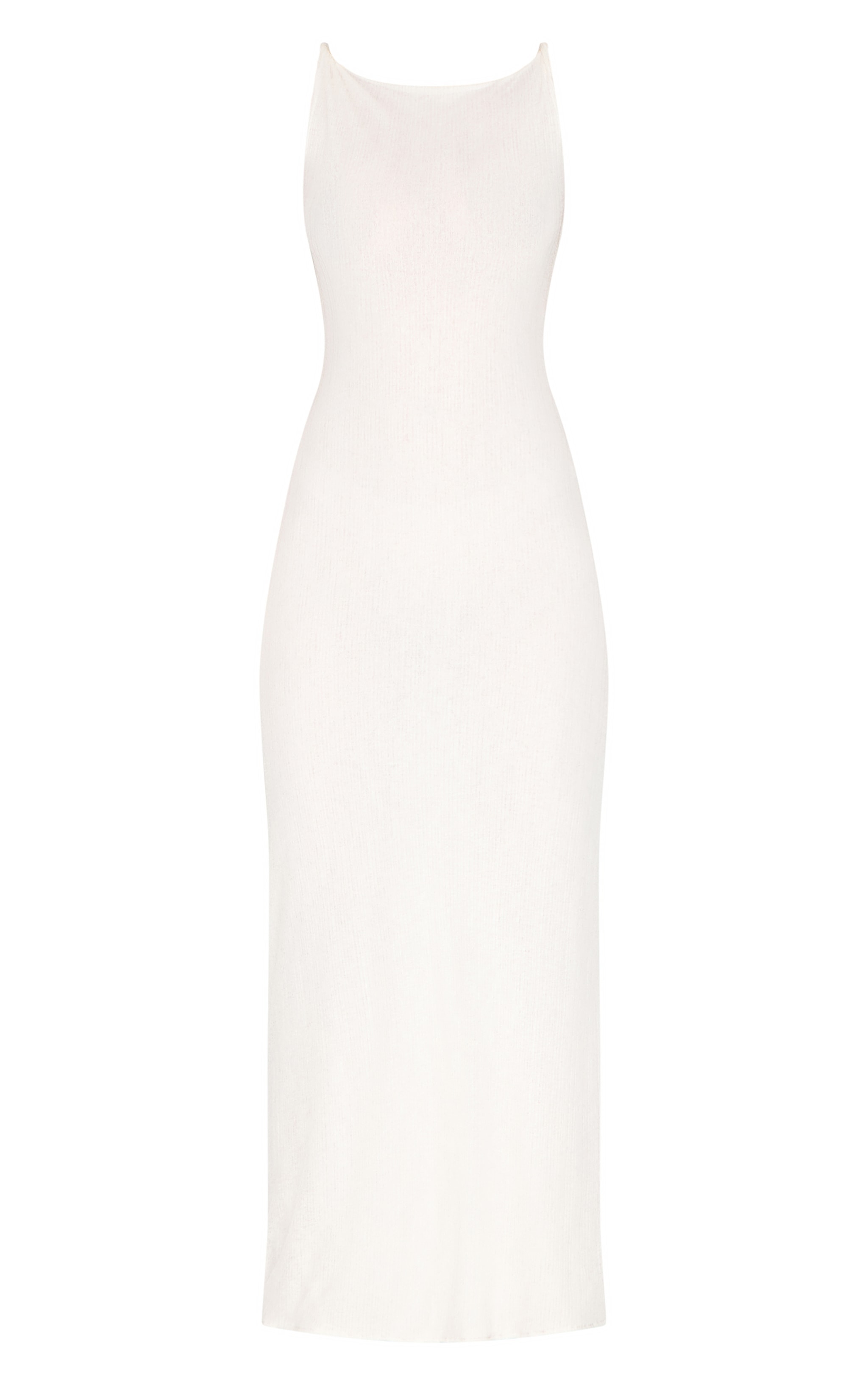 Robe longue texturée blanche à épaules torsadées image 5