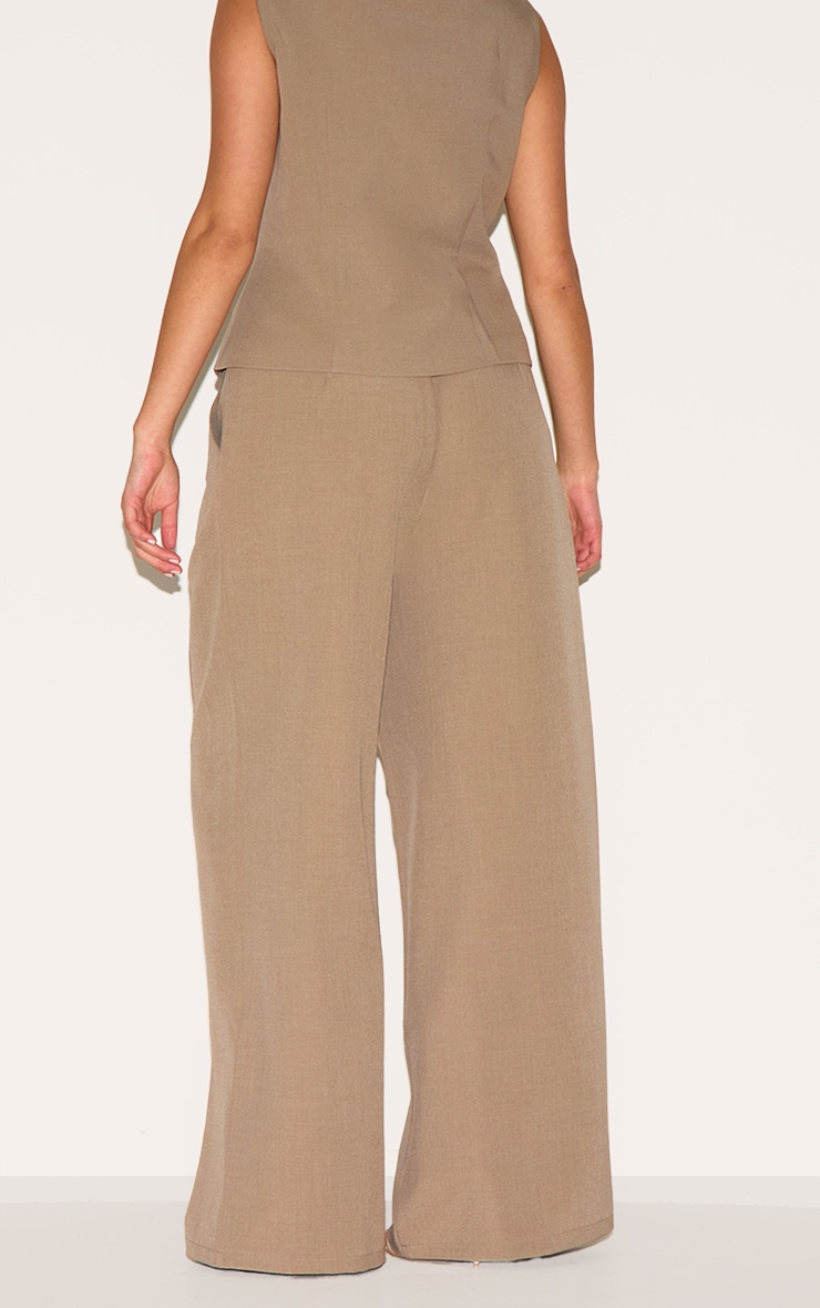 Plus Pantalon de tailleur large tissé taupe noué image 3