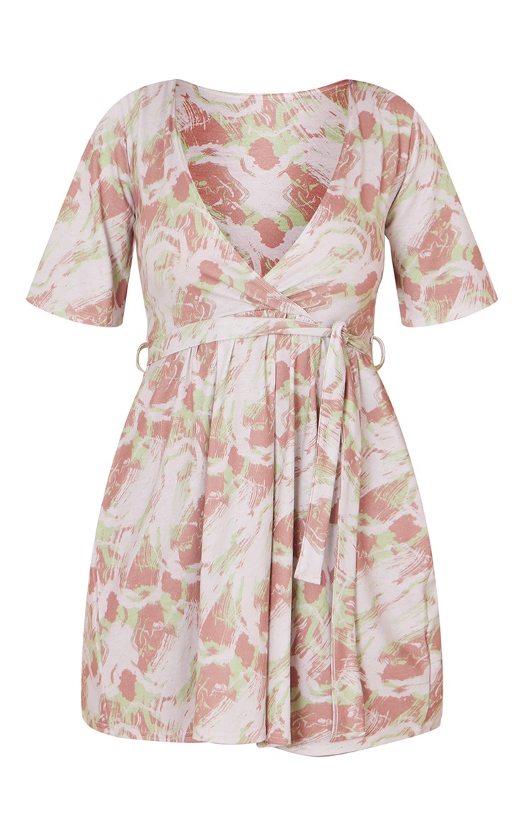 Multi Marble Print Wrap Tea Dress image 1