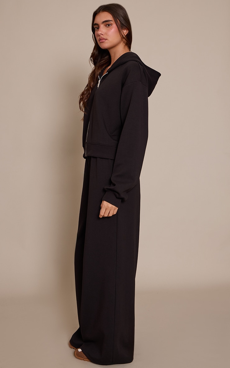 Black Interlock Extreme Wide Leg Joggers image 2