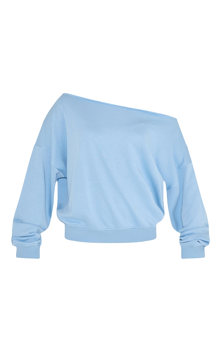 Baby Blue Oversized Off Shoulder Sweatshirt image 5