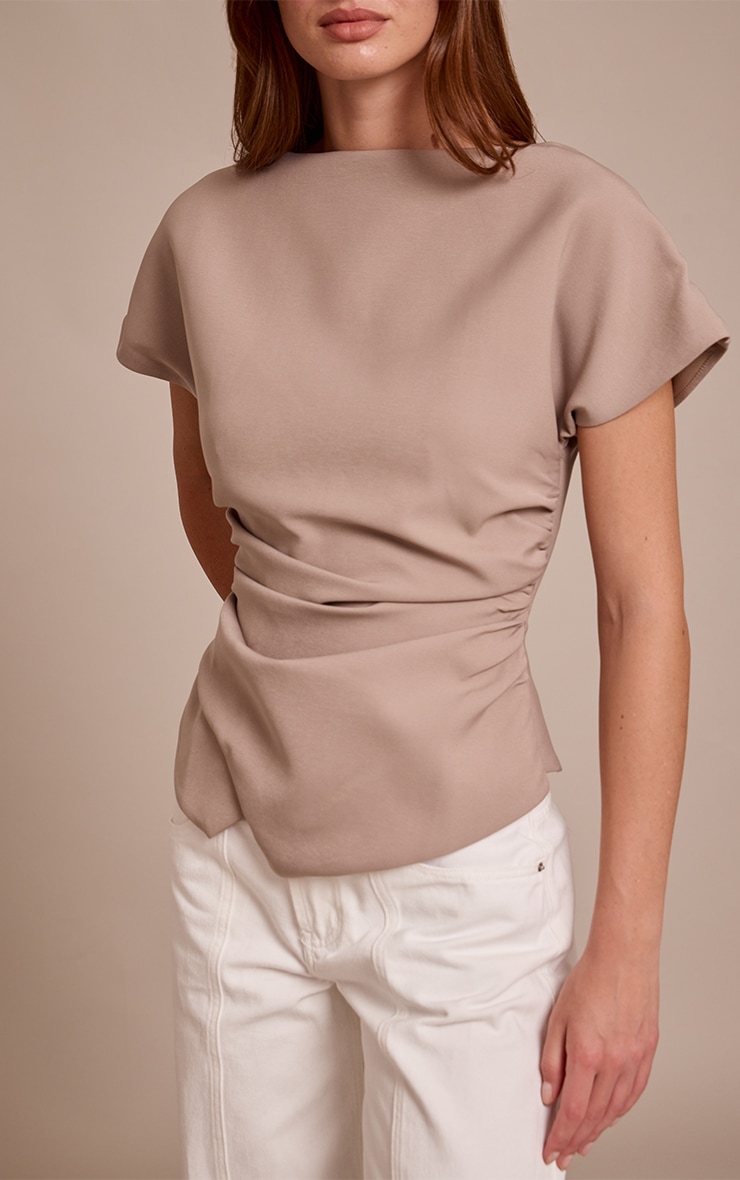 Stone Woven Ruched Cinched Waist Top  image 4