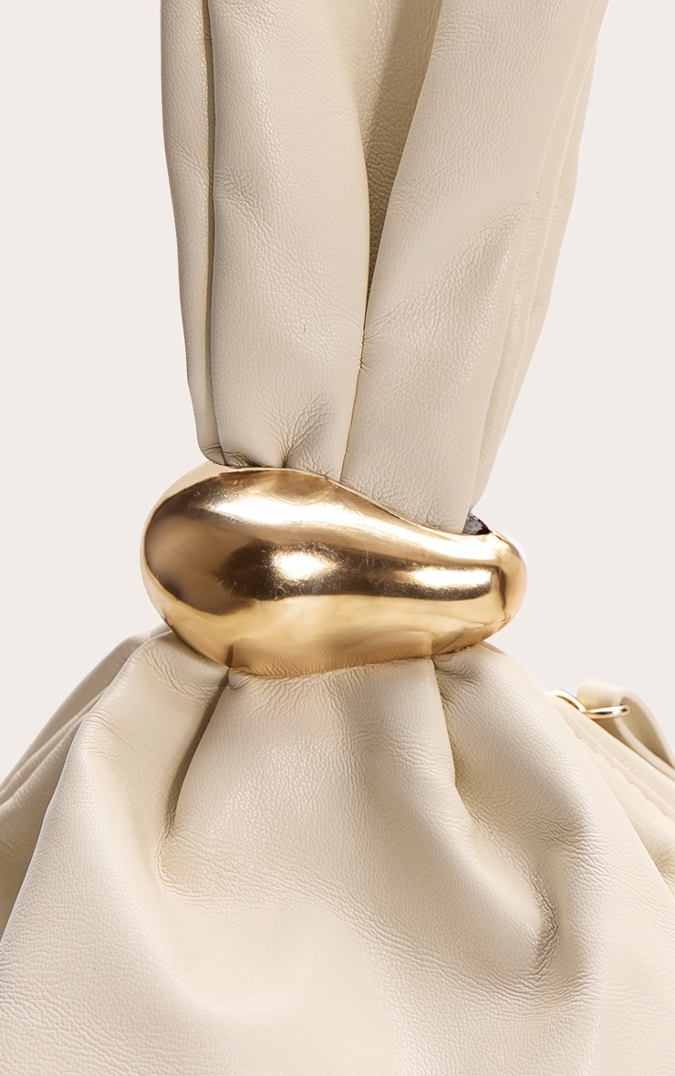 Premium Cream Soft Pu Gold Handle Hand Bag image 5