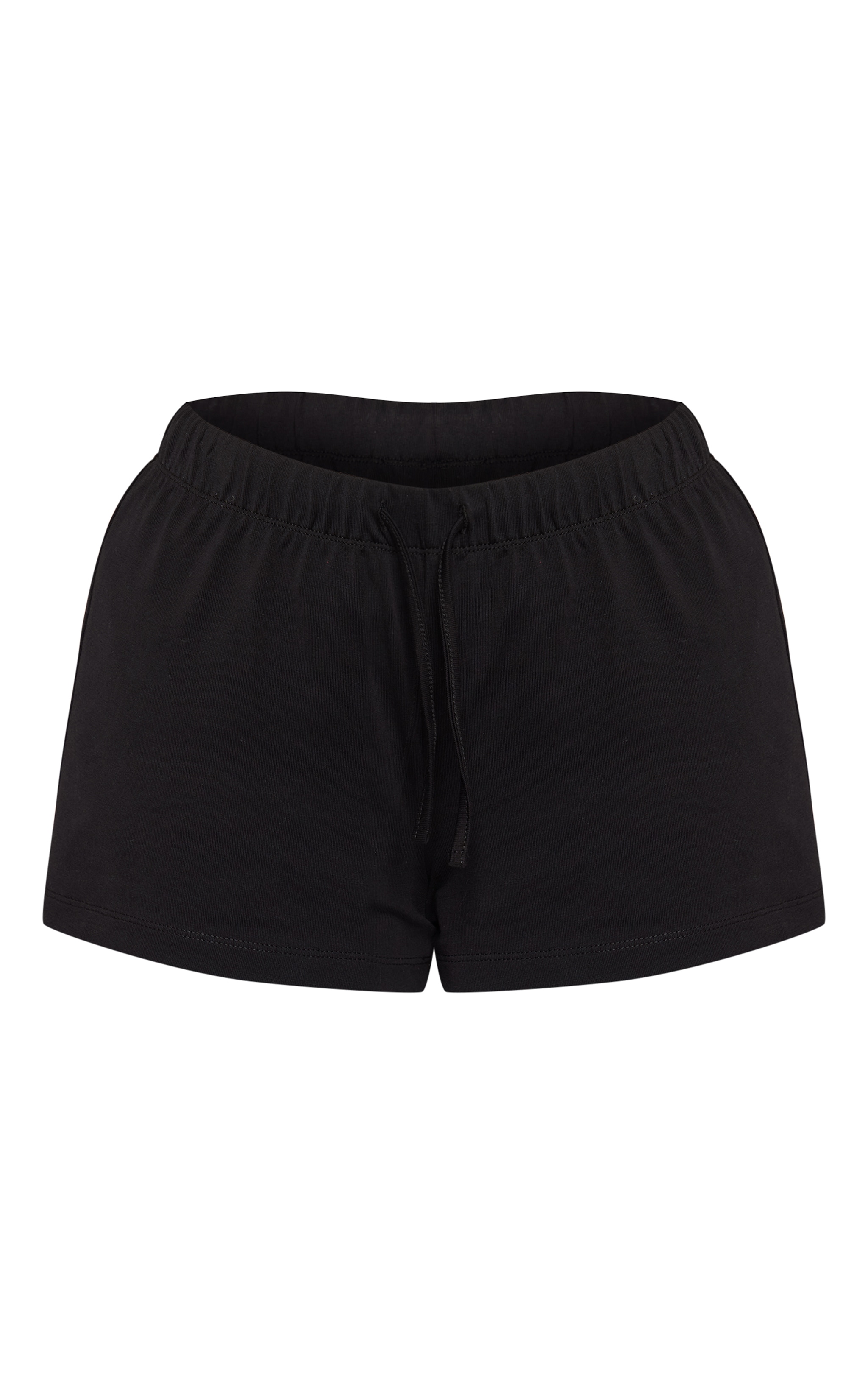 Black Cotton Jersey Checked Pocket Detail Shorts image 6