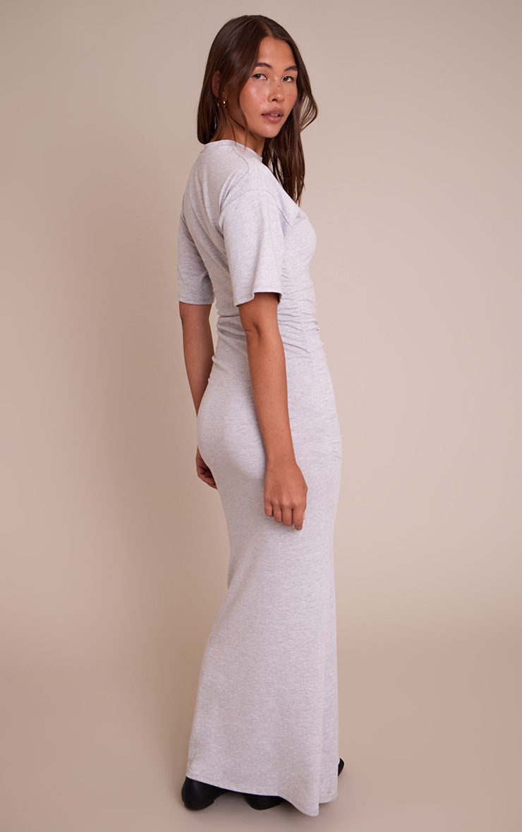 Grey Jersey Cinched T-Shirt Maxi Dress image 2