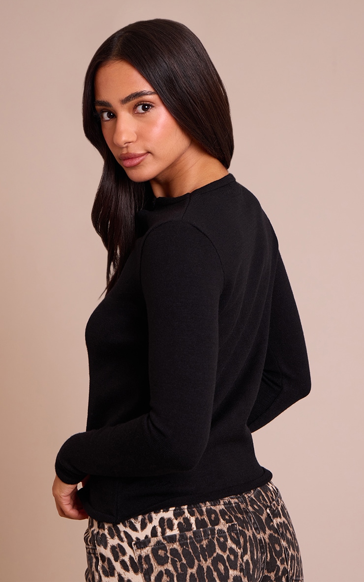 Petite Black Fine Knitted Longline Cardigan image 2