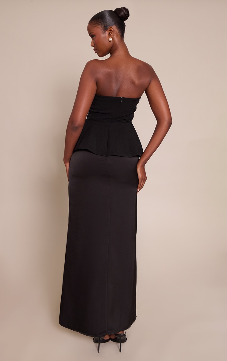 Black Tailored Peplum Hem Maxi Dress image 2