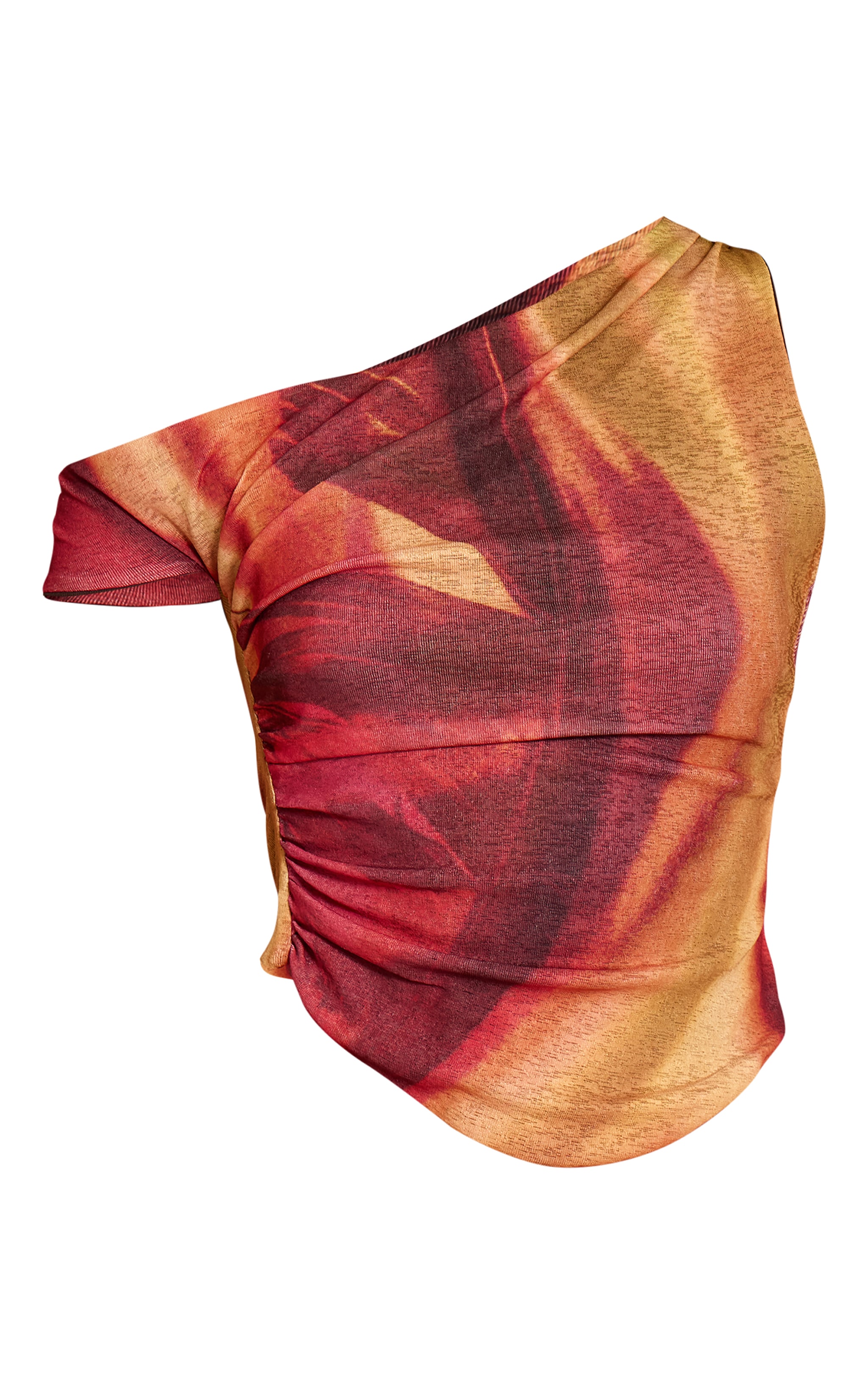 Top texturé multicolore imprimé plume à ourlet asymétrique image 5
