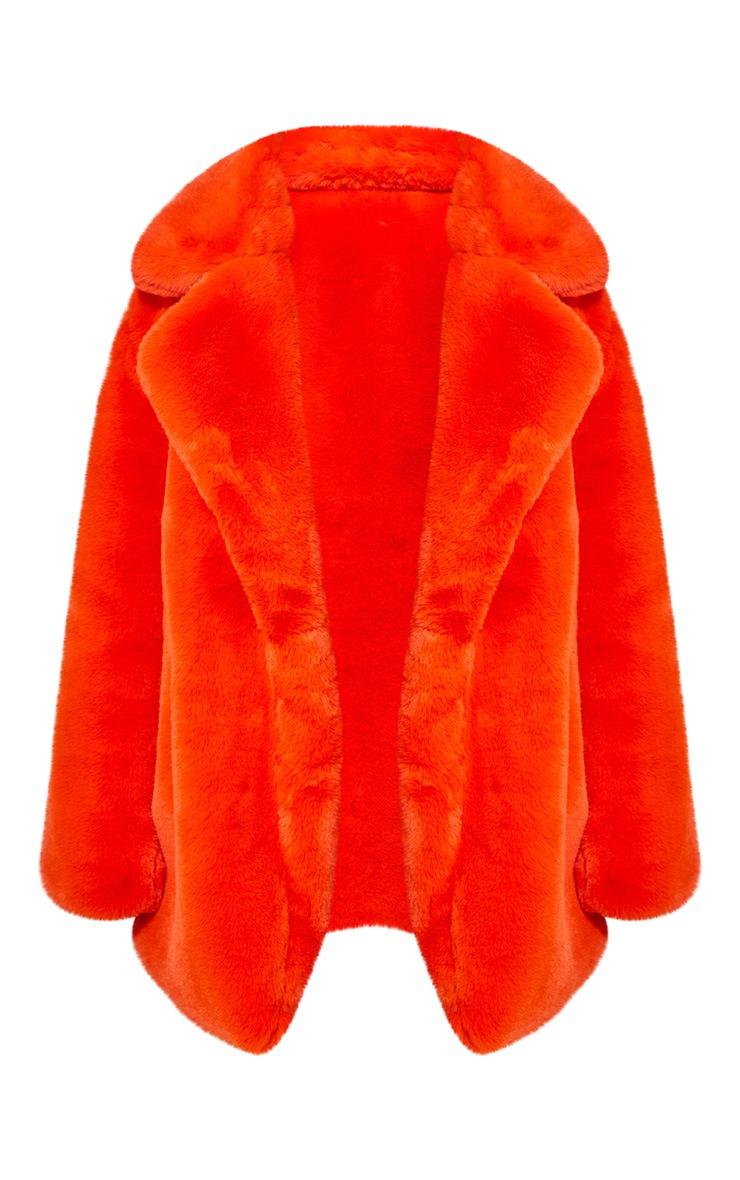 Plus Orange Faux Fur Oversized Collar Coat Faux Fur Coats Coats