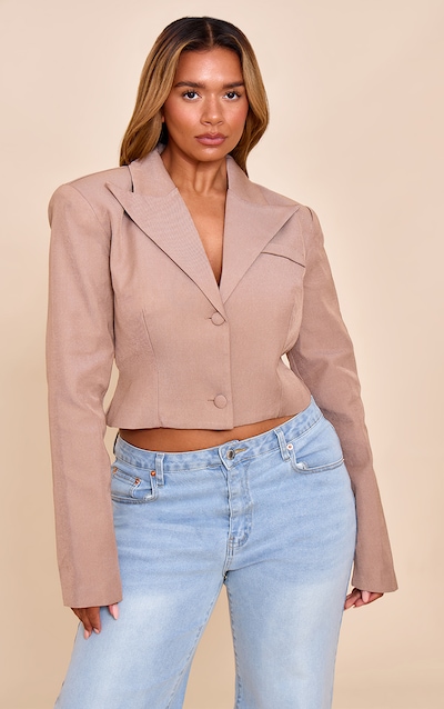 Shape Mocha Veste courte boutonnée devant avec taille froncée ajustable