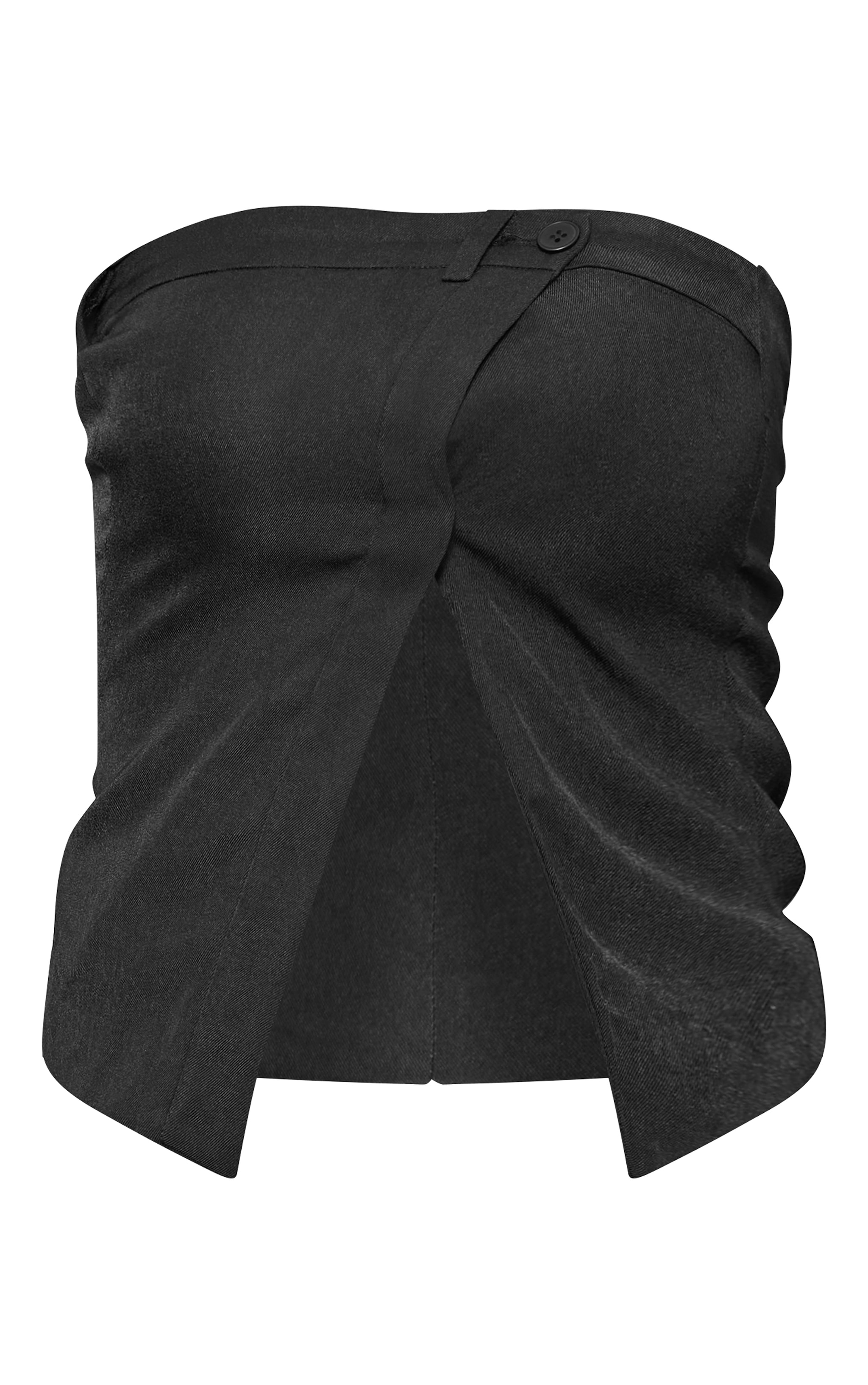 Top bustier en maille tissée noire à ourlet asymétrique image 5