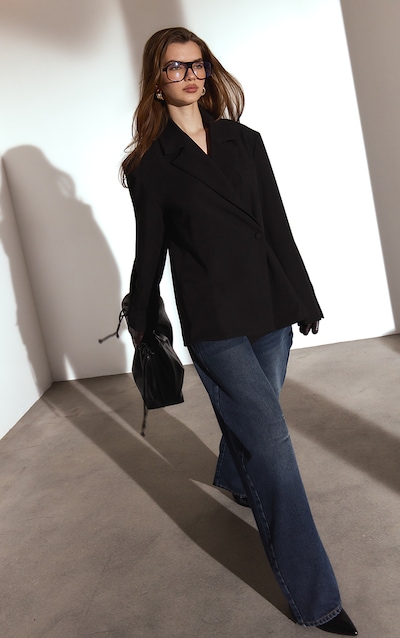 Black Wrap Detail Blazer