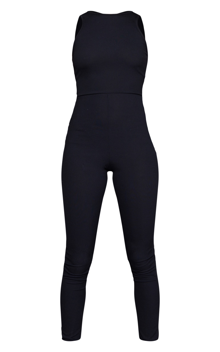 Black Racer Rib Jumpsuit image 5