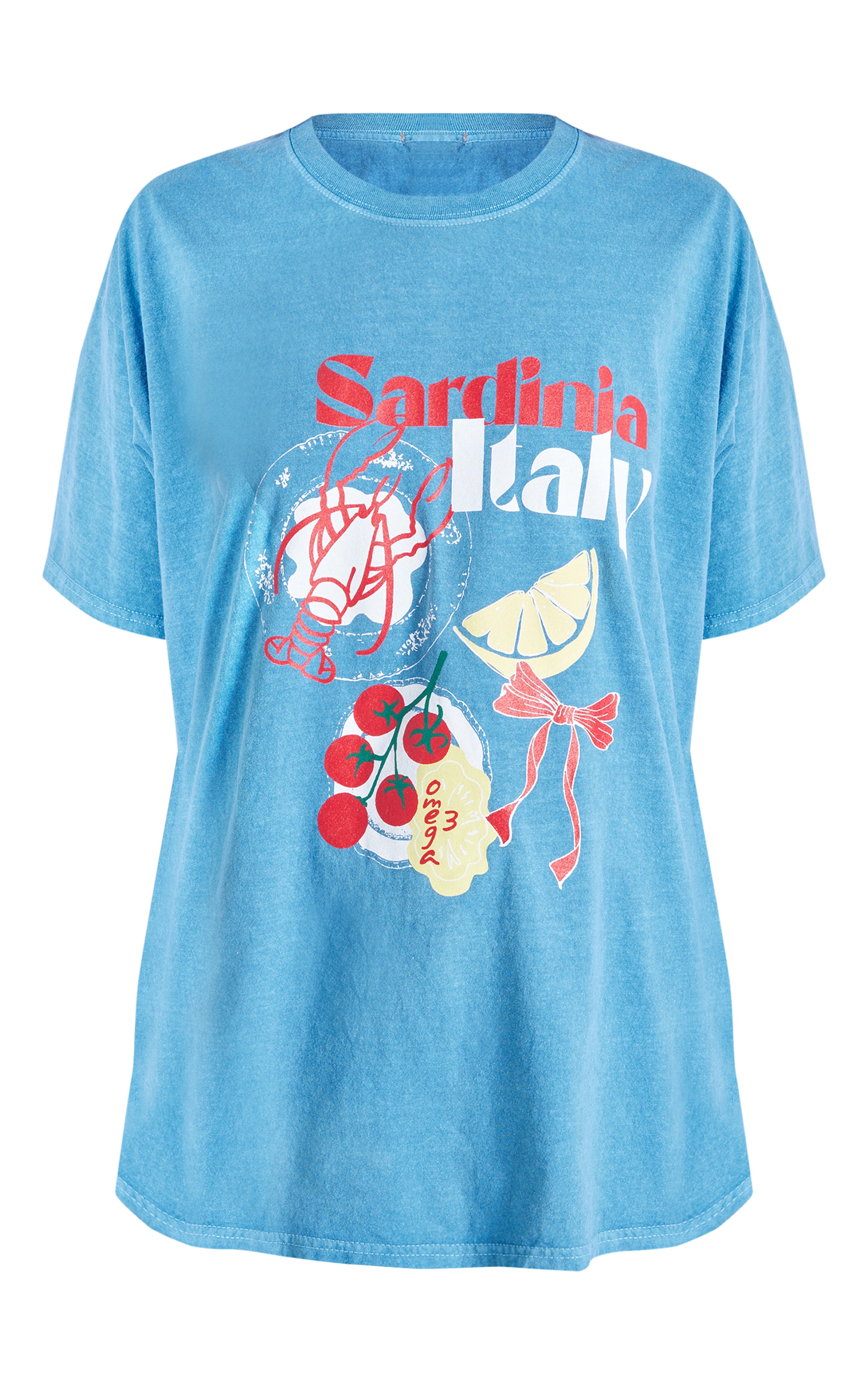 Washed Blue Sardinia Oversized T Shirt image 5
