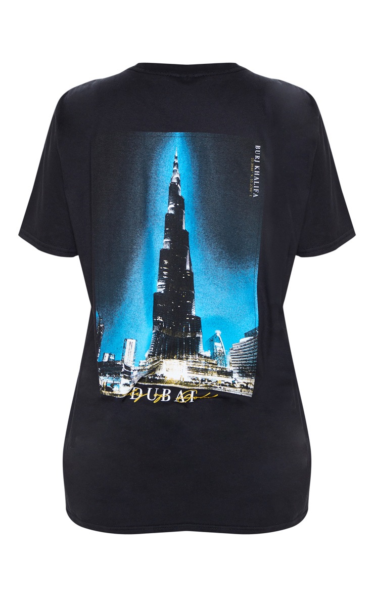 Black Dubai Printed Oversized T Shirt Tops PrettyLittleThing