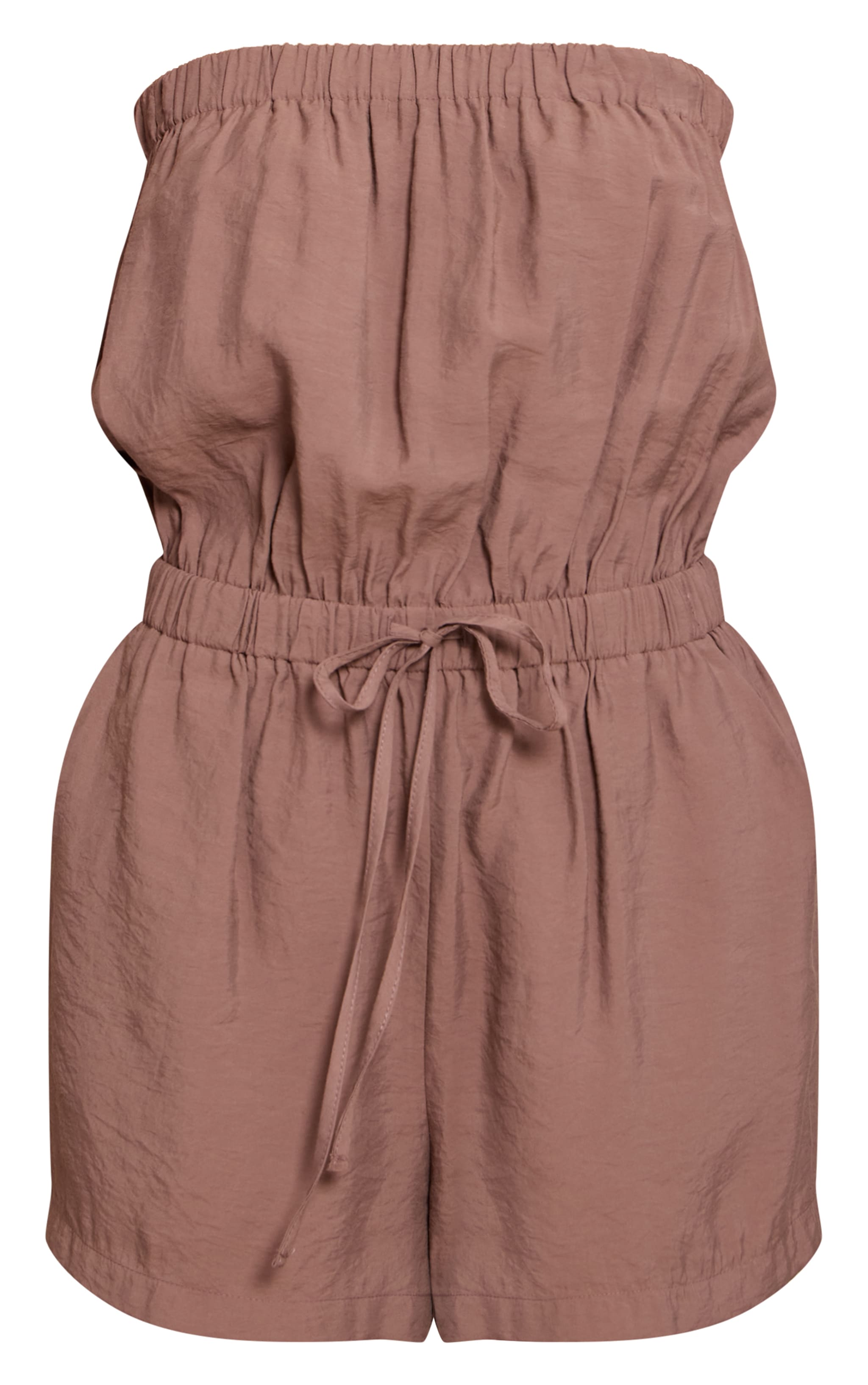 Mushroom Woven Textured Bandeau Romper image 5