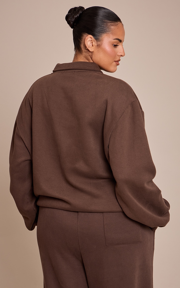Plus Chocolate Prettylittlething Polo Sweatshirt image 2