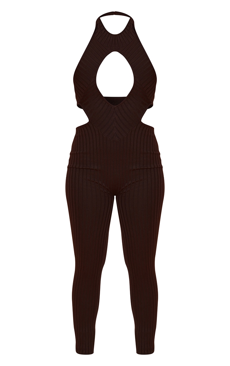 Chocolate Knitted Cut Out Jumpsuit image 5