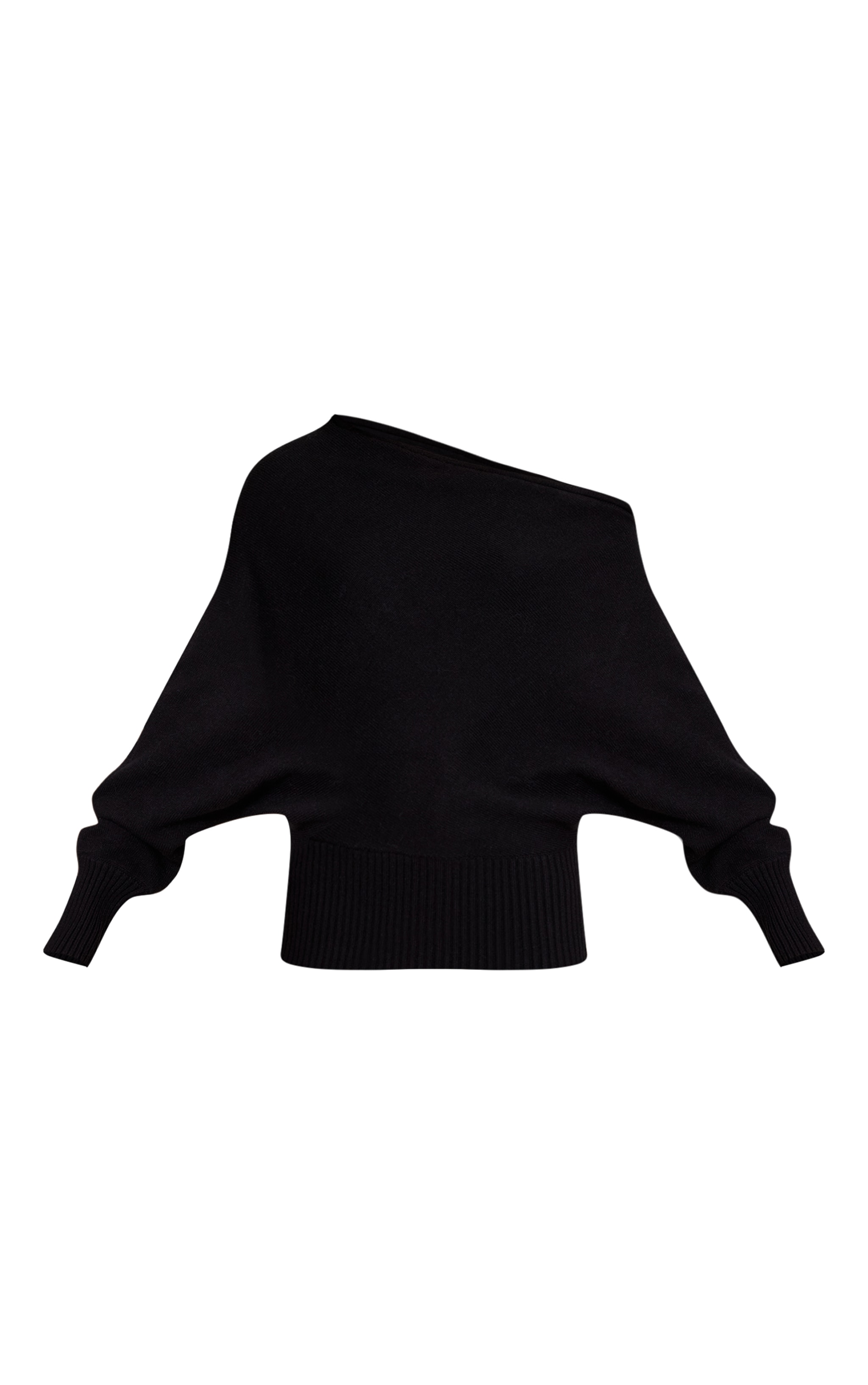 Black Slouchy Oversized Rib Waist Jumper  image 5