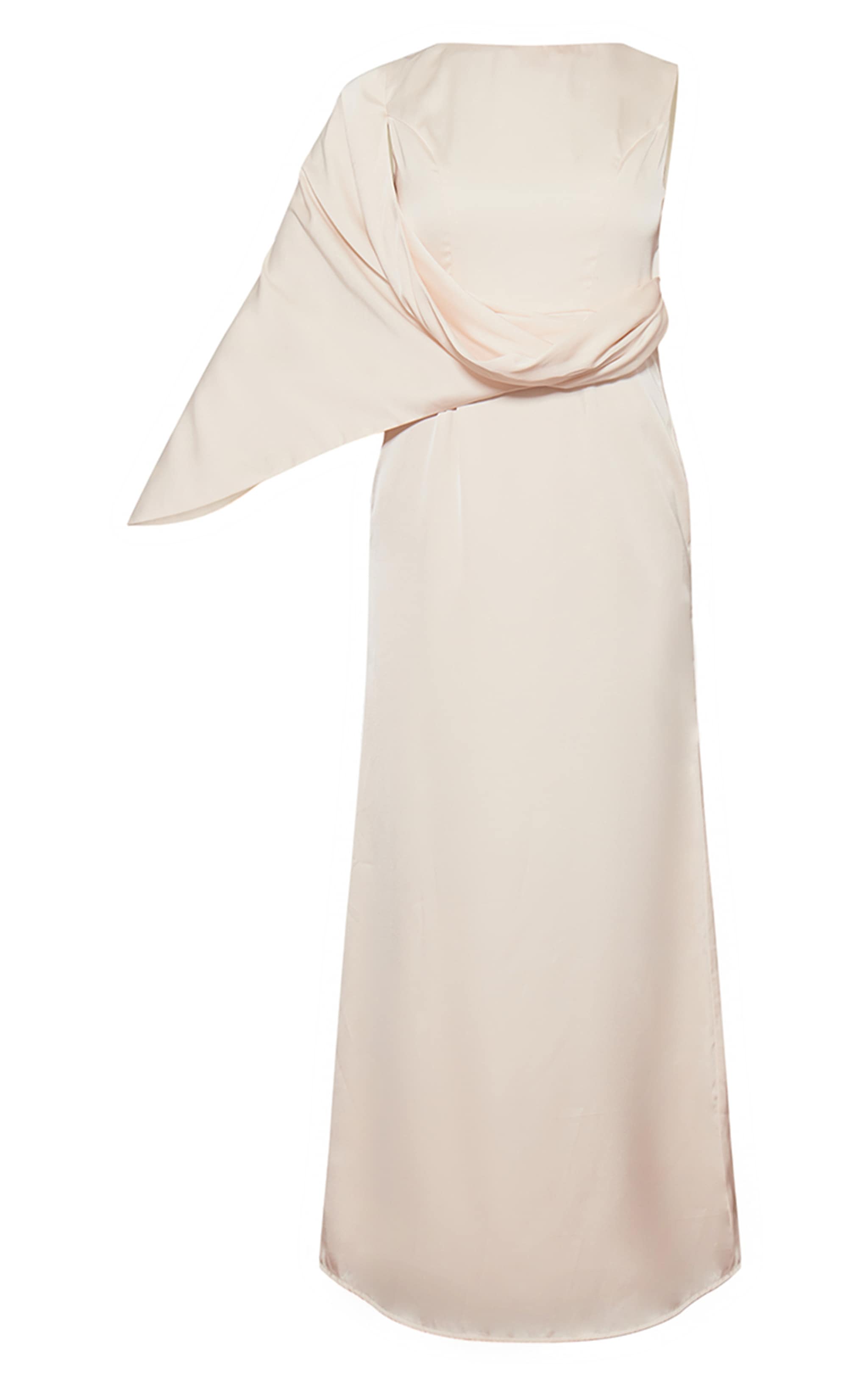 Cream Asymmetric Cape Detail Boat Neck Maxi Dress image 5