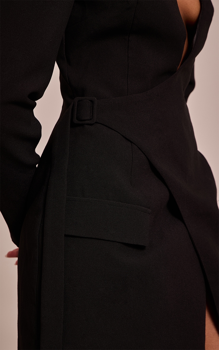 PLT Label Robe blazer de tailleur asymétrique noire à découpe image 4