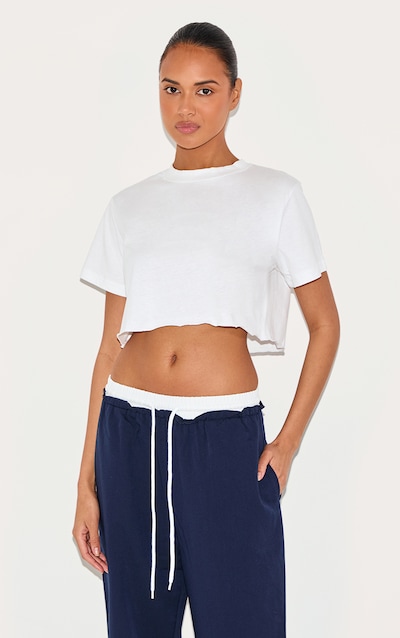 Cotton White Oversized Crop T-Shirt