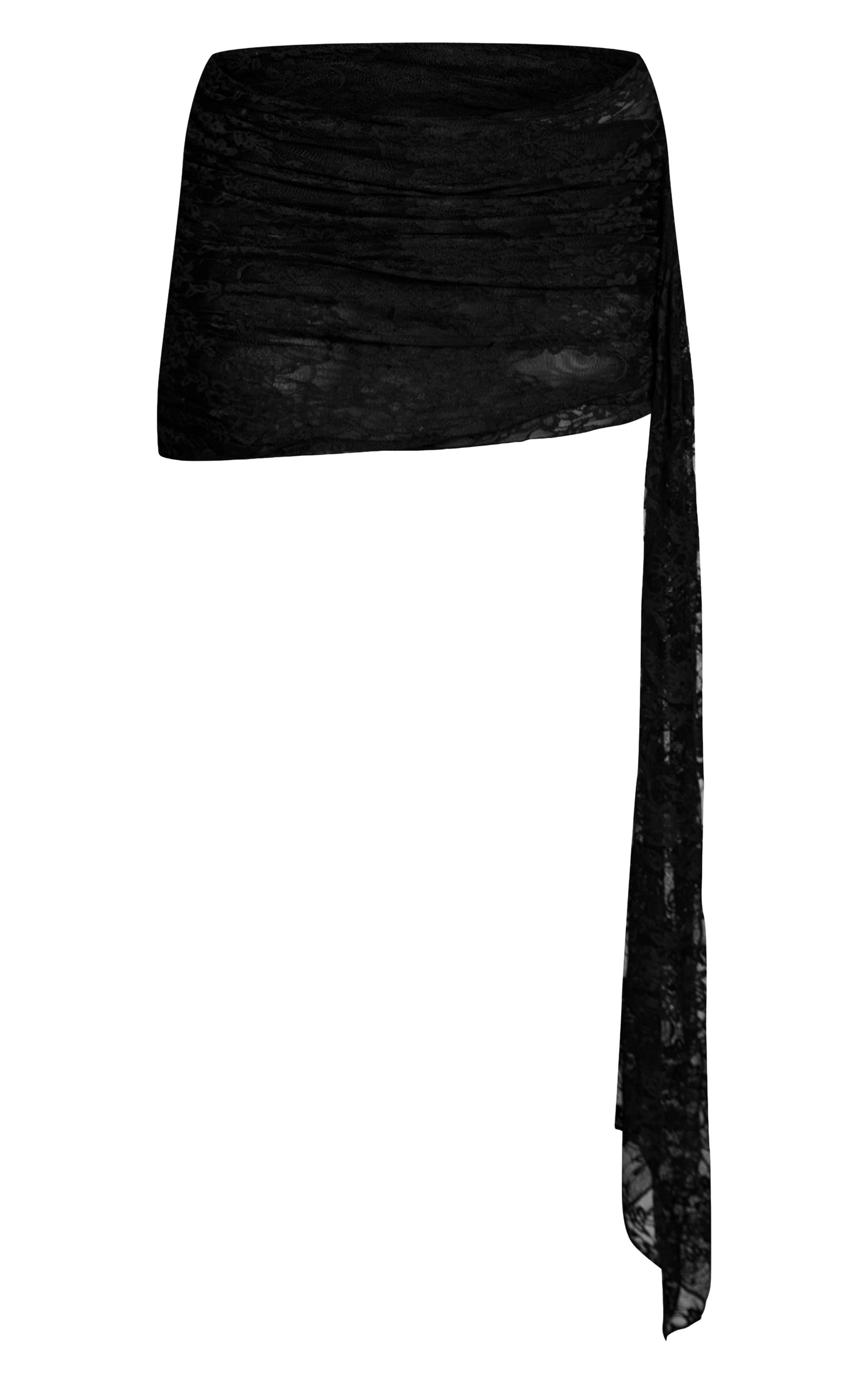 Mini-jupe en dentelle noire à détail drapé image 6