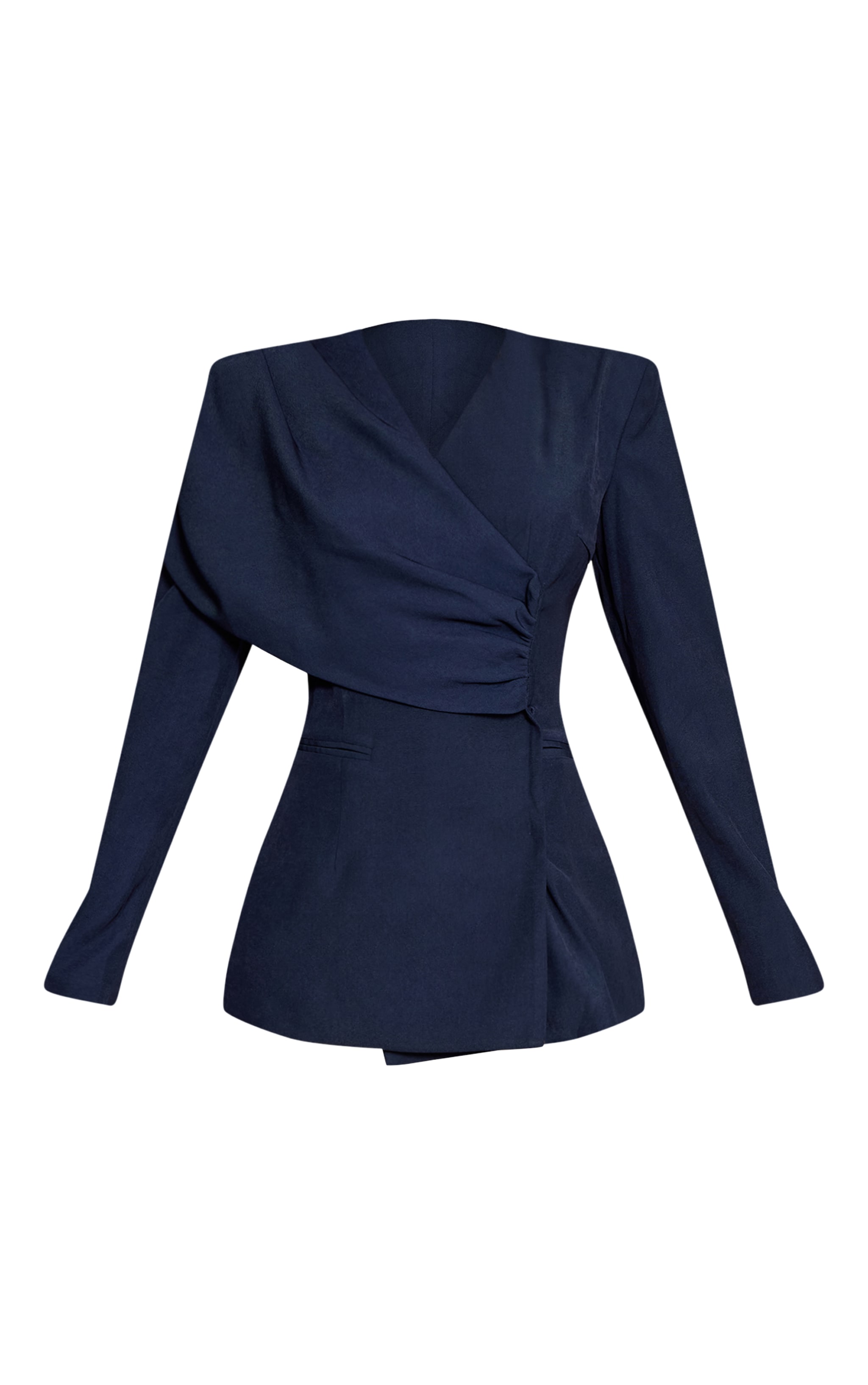 Navy Shoulder Drape Cinch Blazer image 5