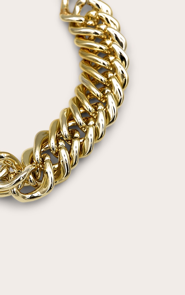 Collier chunky style chaîne doré image 2