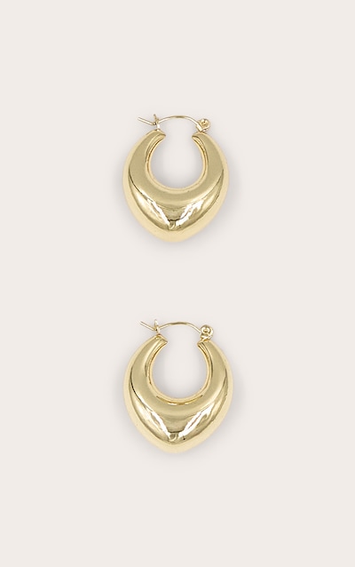Real Gold Plated Thick Tubular Hoop Earrings