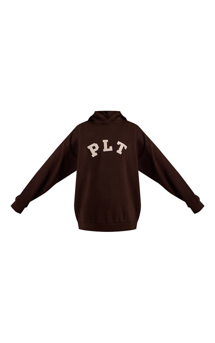 PRETTYLITTLETHING Espresso Logo Oversized Hoodie image 5