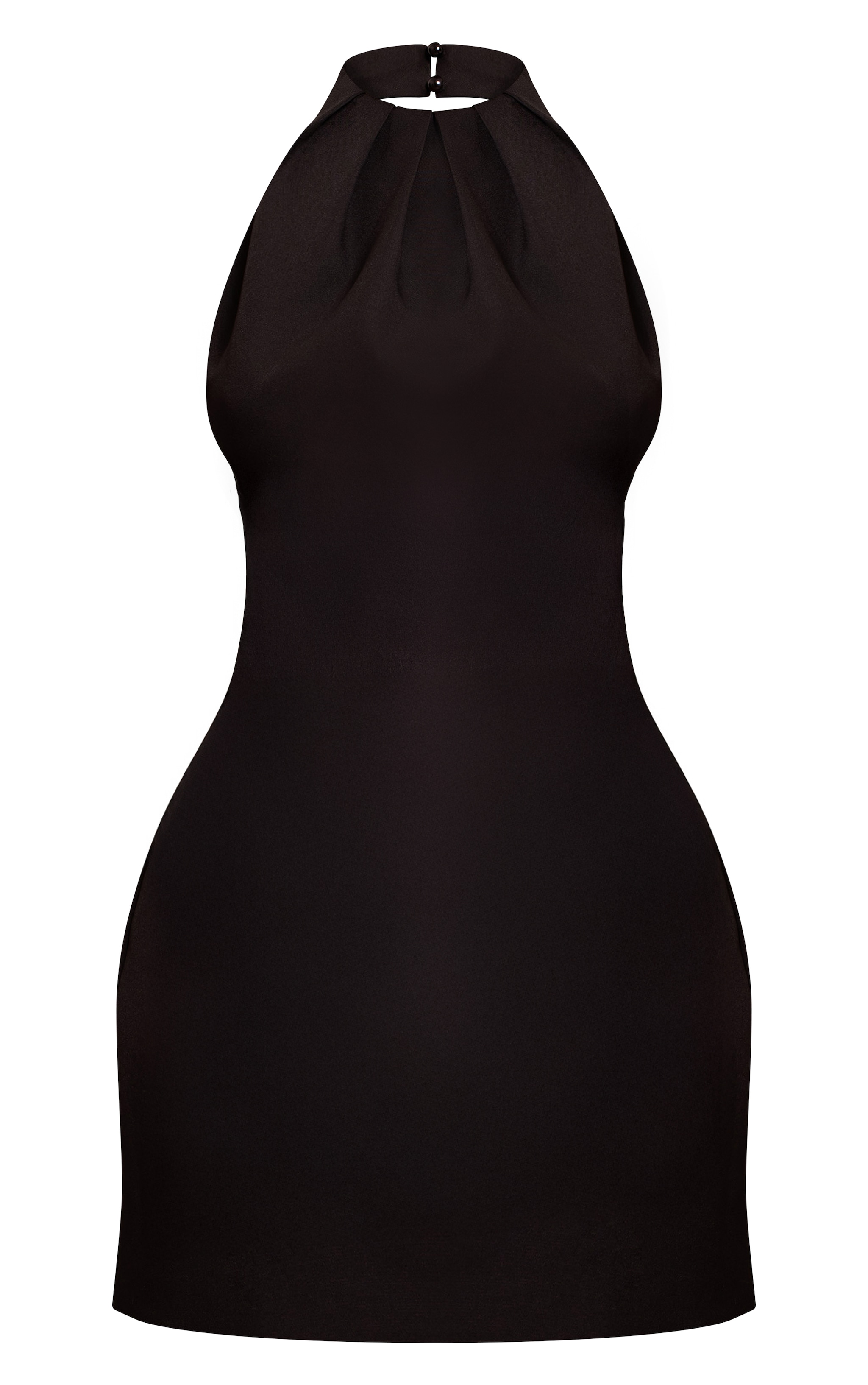 Black Woven Halter Neck Mini Shift Dress image 5
