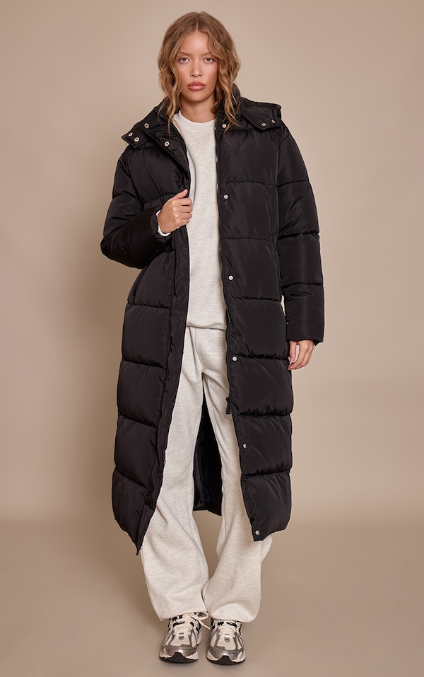 Black Longline Puffer Coat