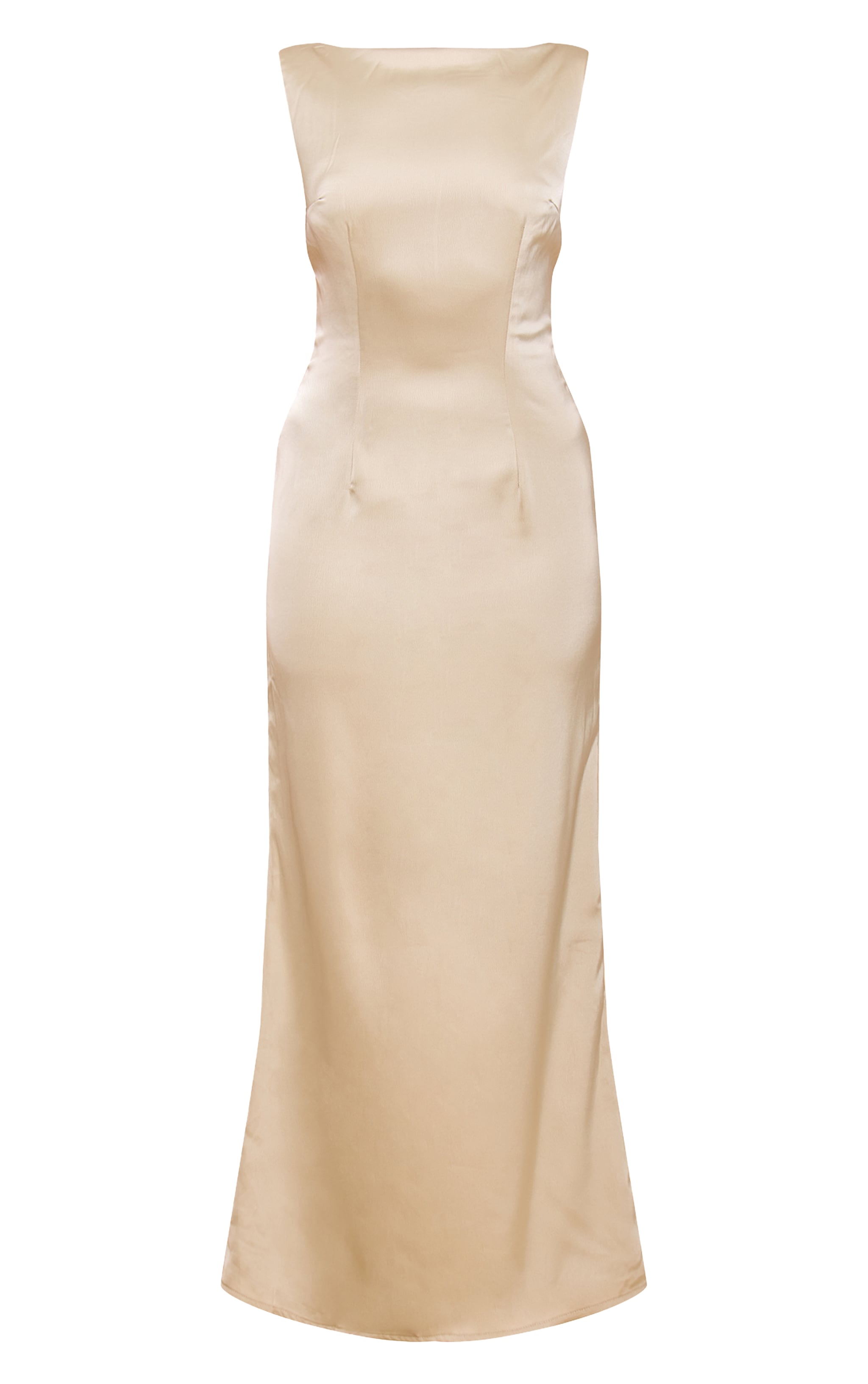 Sage Bridesmaid Satin Boat Neck Maxi Dress image 5