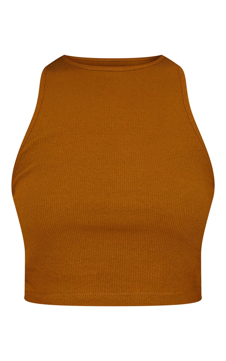 Basic Camel Rib Racer Neck Crop Top image 5