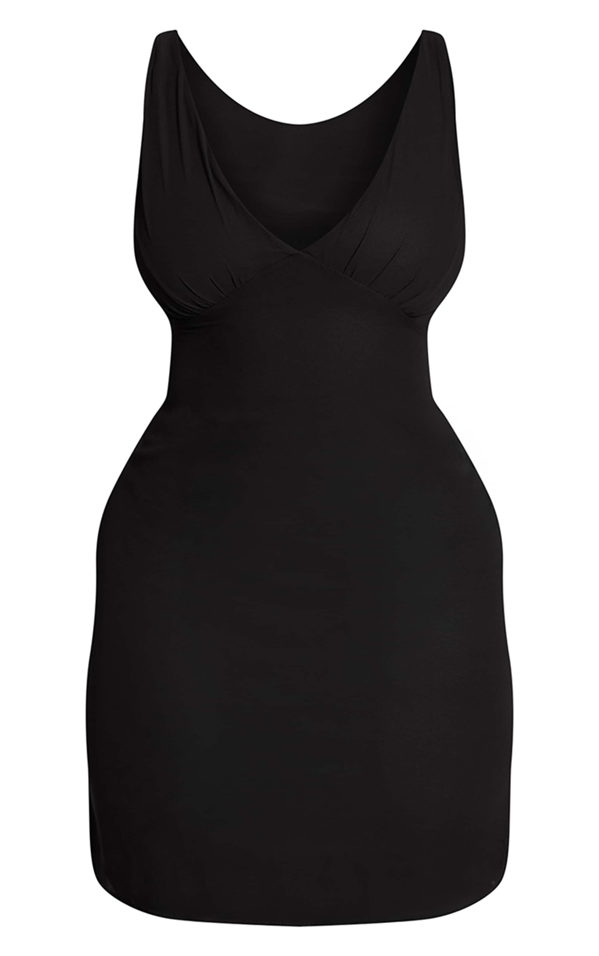 Shape Mini robe en mousseline de soie noire à décolleté devant image 5